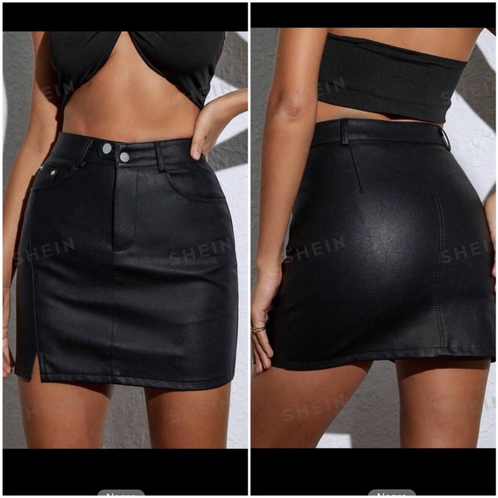 .NWT Apperloth A black shine mini skirt